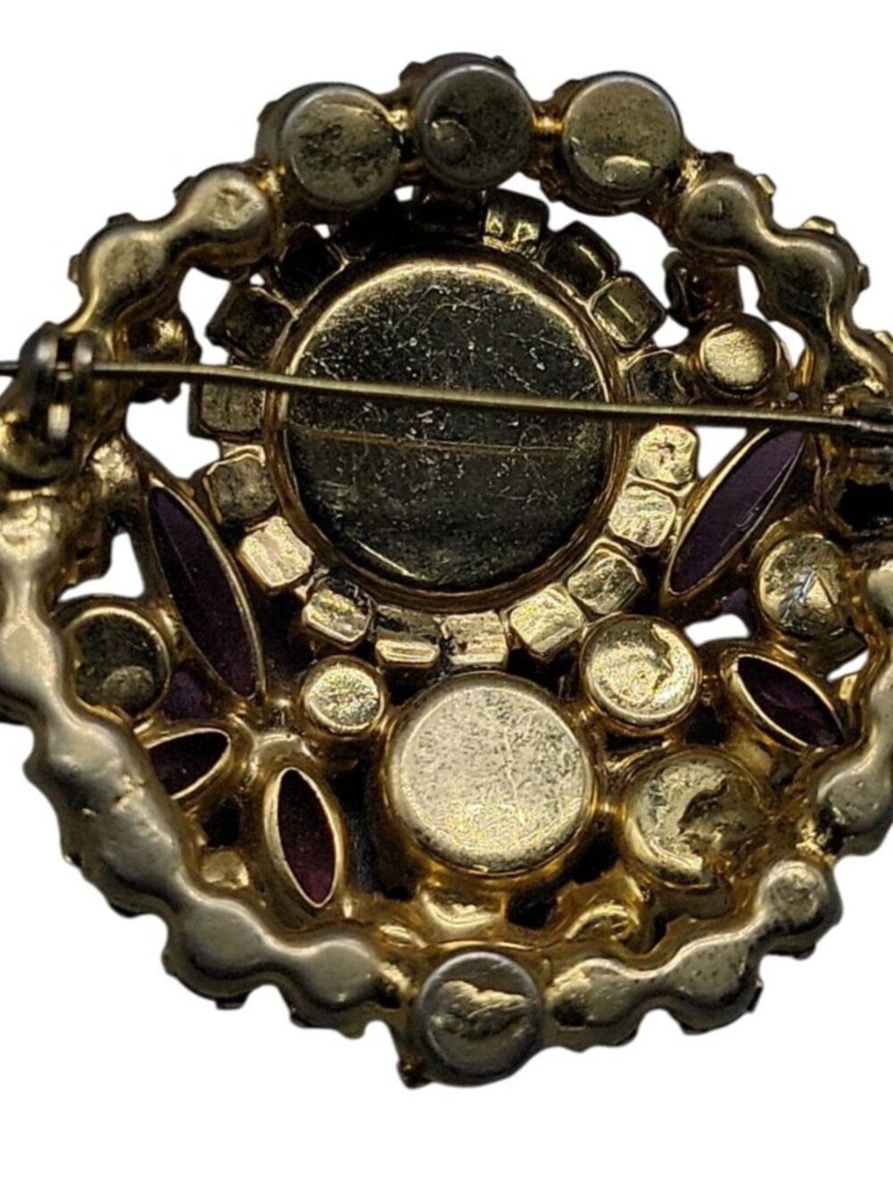 Juliana D&E Vintage Watermelon Rivoli Brooch Layered Pink Fuchsia AB Rhinestones - Picture 2 of 7